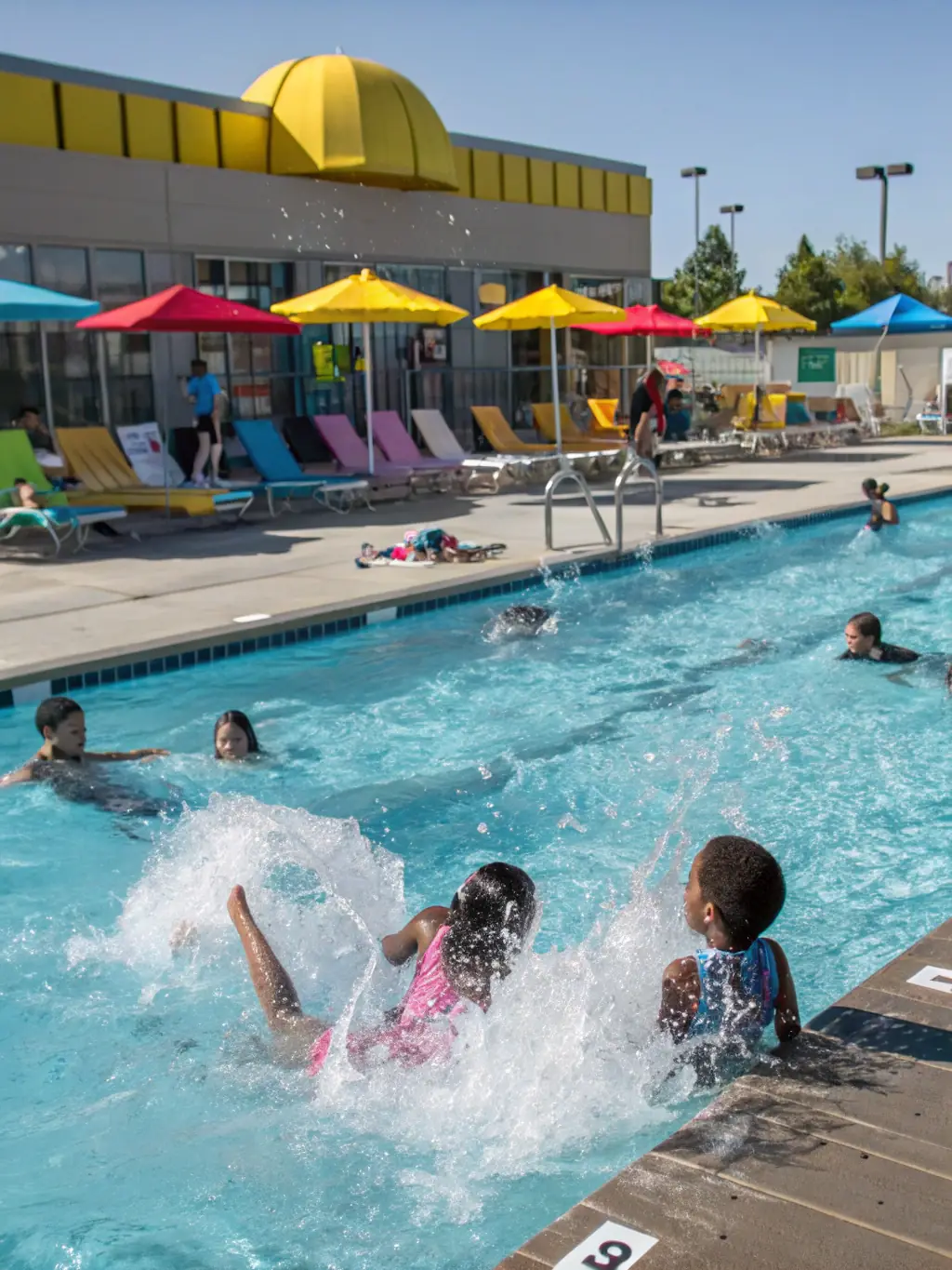 An image of a pool with a textured plaster finish, showcasing its slip-resistant properties and enhanced safety for swimmers of all ages, emphasizing the safety benefits of their plastering.